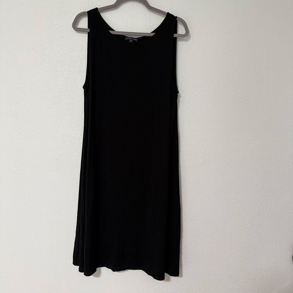 Eileen Fisher Women's Black Sleeveless Viscose Soft Stretch Dress Size Large